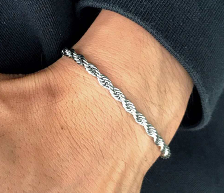 Silver Twisted Rope Bracelet